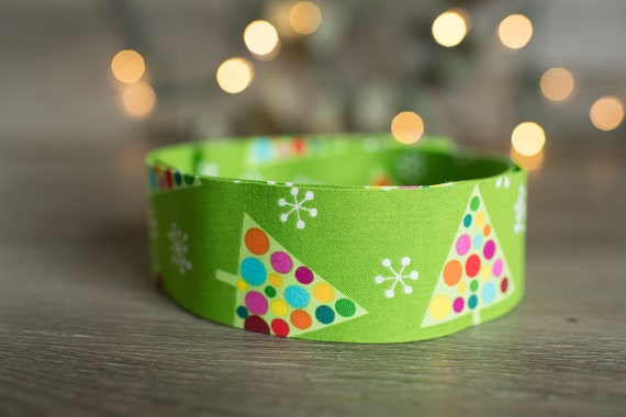 Christmas Trees and Snowflakes on Green (matching Bow-ties and Leashes available)