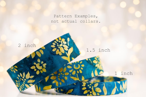 Batik Yellow Flowers on a Blue Background : Collars and Leashes