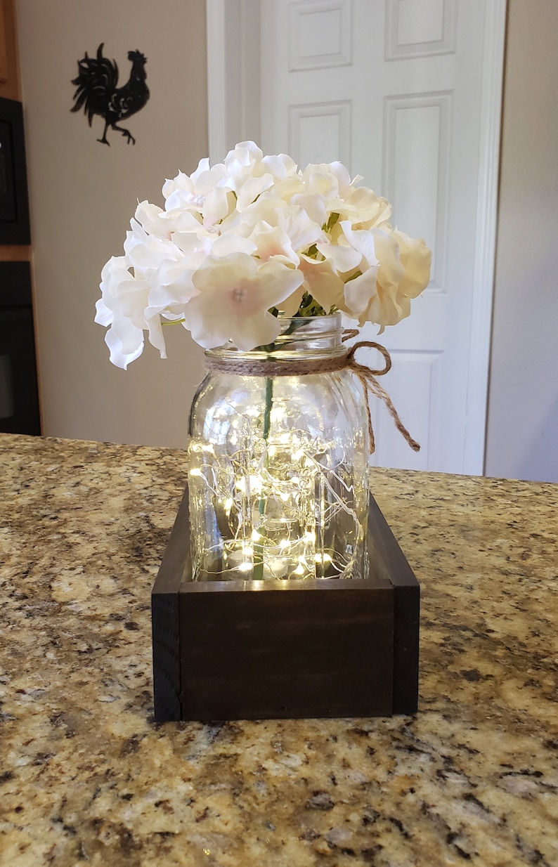 Personalized Mason Jar Centerpiece with Lights Wedding Etsy