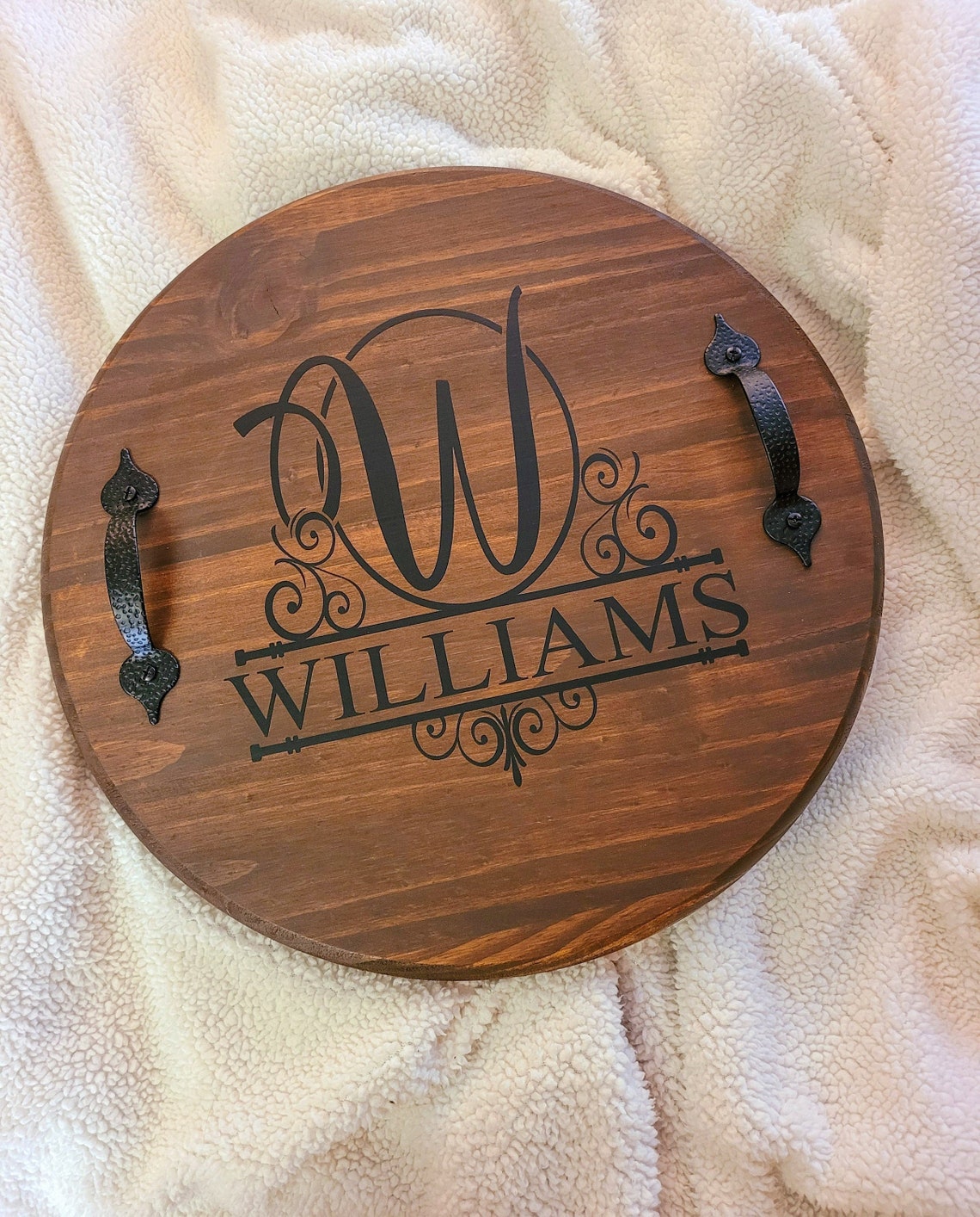 Personalized Serving Tray Round Wood Serving Tray Wood Tray Etsy