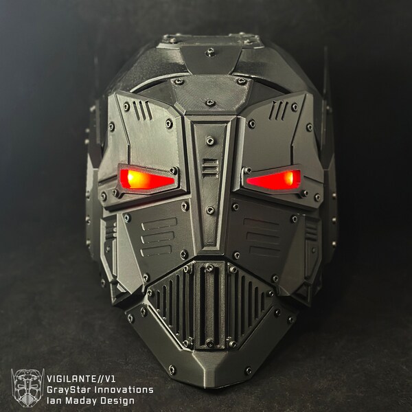 VIGILANTE // V1 Standard Edition "Noir" 3d Printed Cyber Armor Mask Helmet