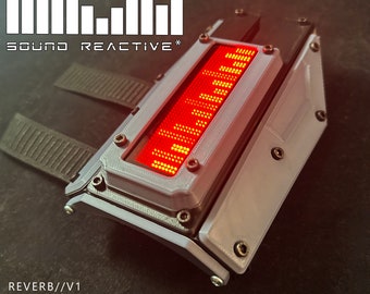 REVERB // V1 App Controlled - Sound Reactive LED Cyberpunk Gauntlets (Bracer Variant) - RED led matrix