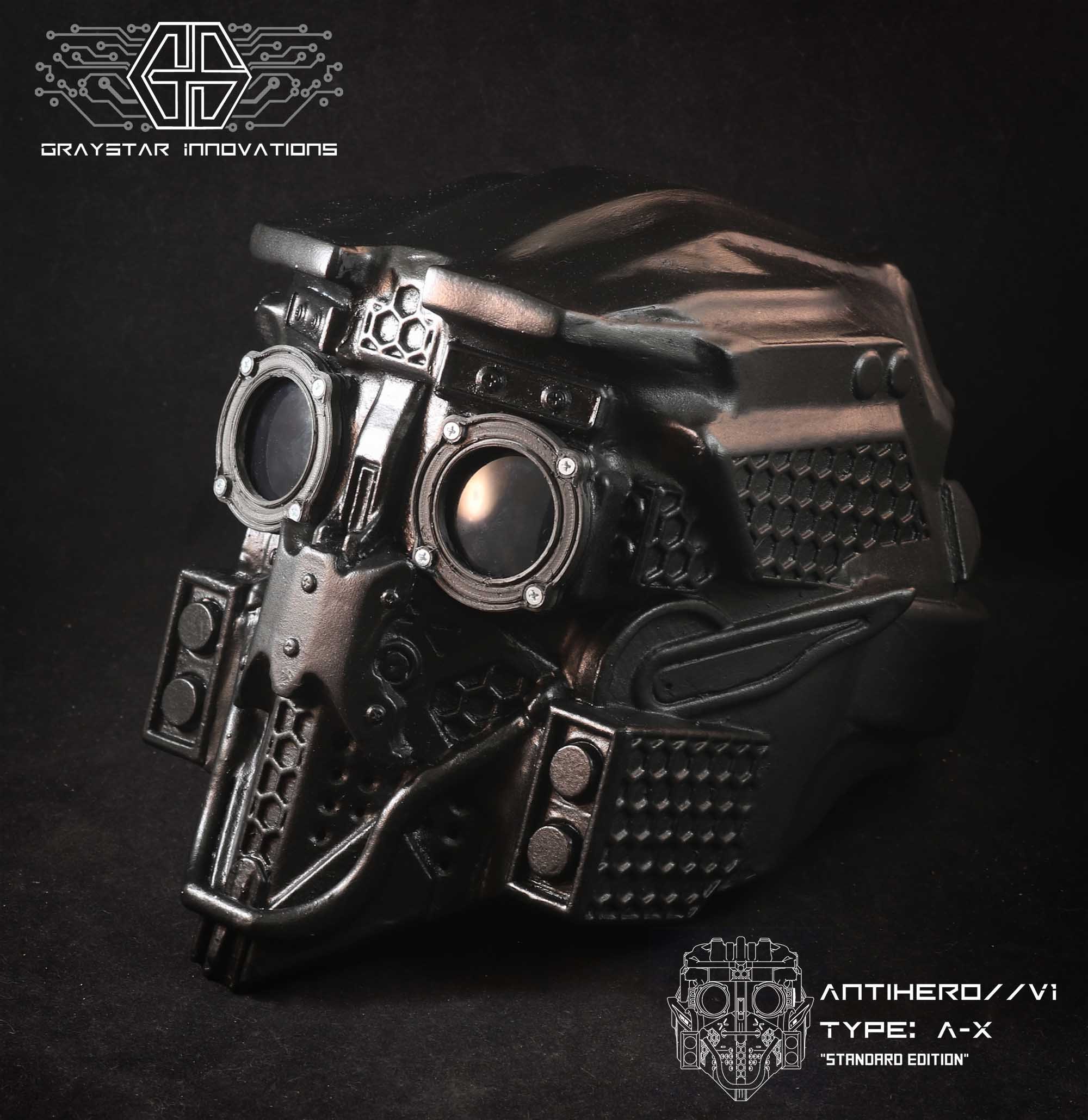 Antihero//v1-x:type A Full Helmet Cyberpunk Armor black - Etsy