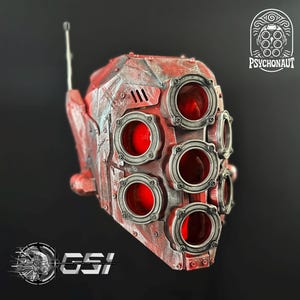 PSYCHONAUT // V2 : Typ - Ein Standard Edition &quot;&quot;Battle Worn Red&quot;&quot; Cyber Punk Helm.&quot;