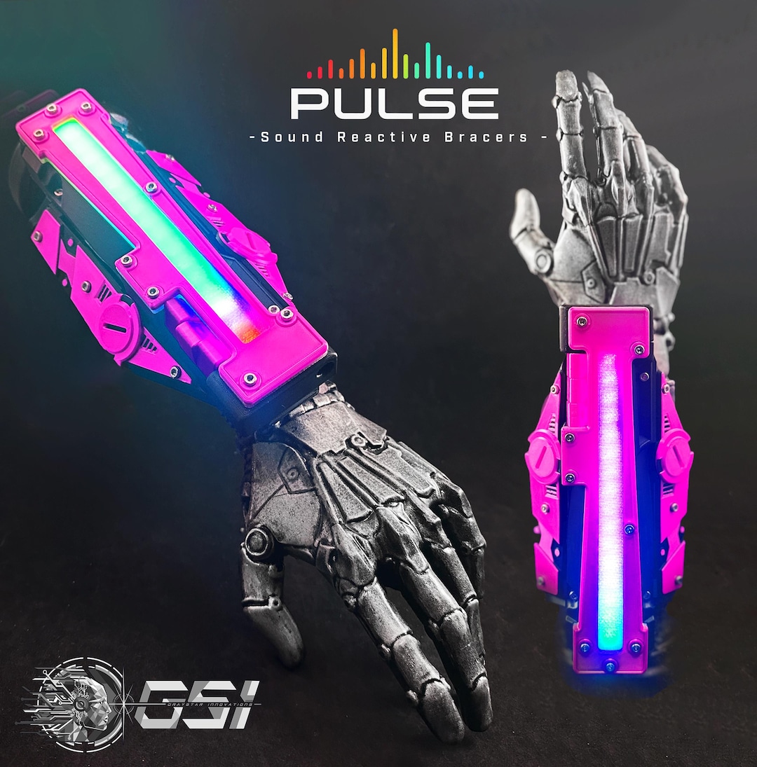 PULSE//V4 Sound Reactive LED Cyberpunk Gauntlets (bracer Variant ...