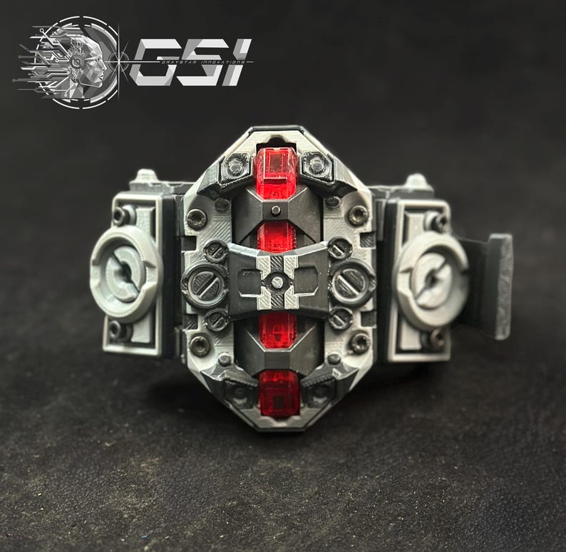 AUGMENT // V2 Cyberpunk LED Wrist Cuff - Black and Grey (RED Lighting ...
