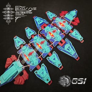 EXO // V2 LED Cybernetic Spine Armor - RGB led - App Enabled - Luminous Teal and Red