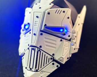 VIGILANTE // V1 Standard Edition &quot;White&quot; 3d Printed Cyber Armor Mask Helmet