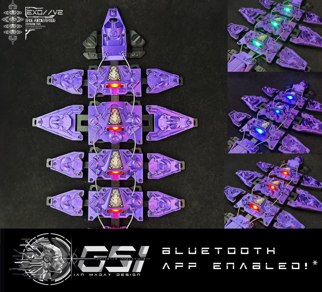 EXO // V2 LED Cybernetic Spine Armor - Bluetooth/app Enabled - Luminous ...