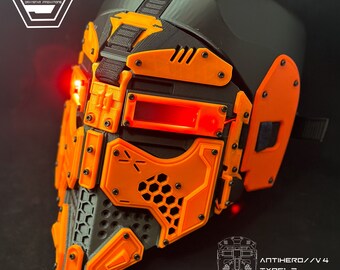 ANTIHERO // V4 : Type - B Standard Edition "Orange and Black" 3d Printed Cyber Armor Mask