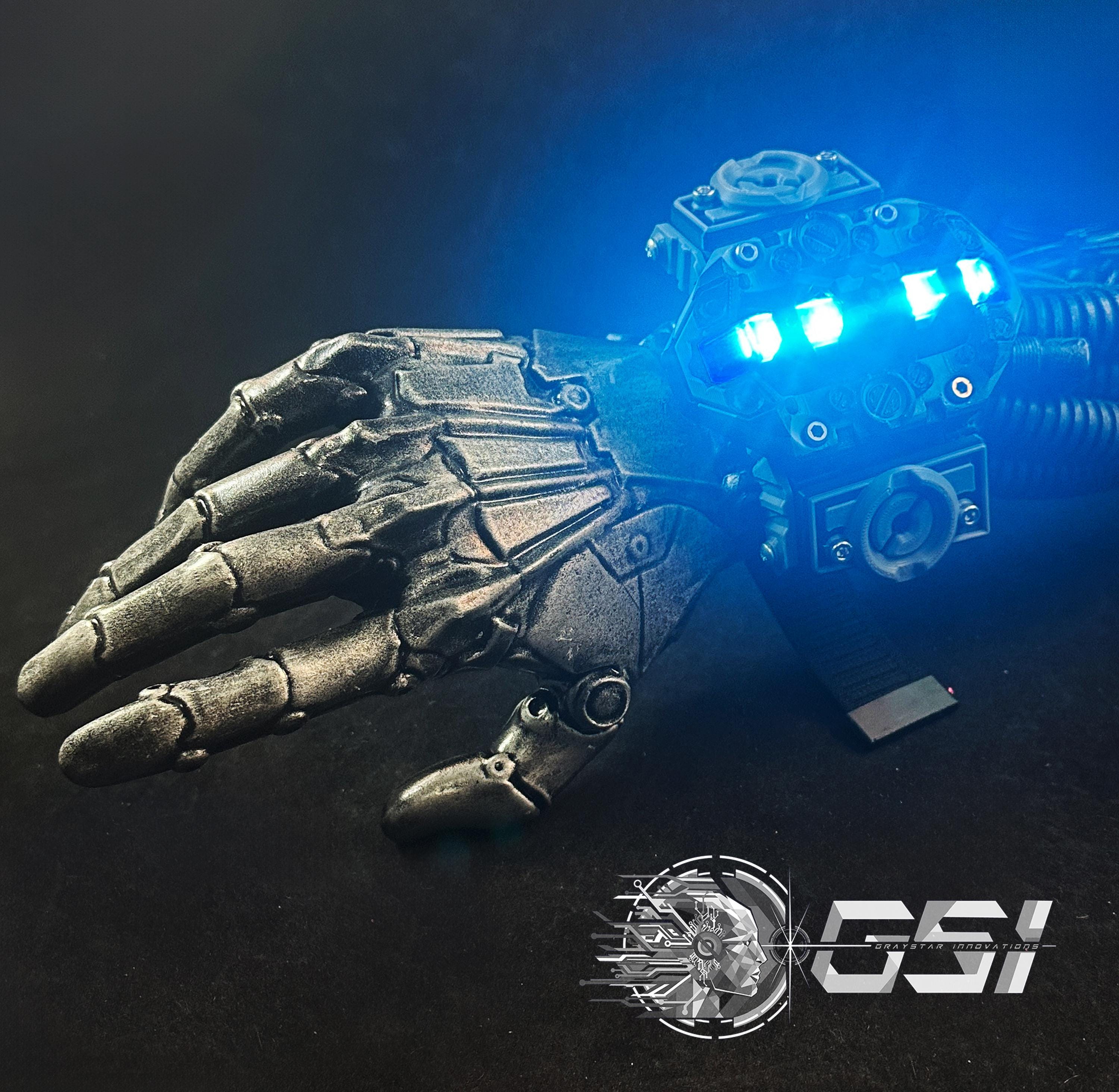 AUGMENT // V2 Cyberpunk LED Wrist Cuff - Black and Grey (BLUE Lighting ...
