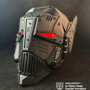 VIGILANTE // V1 Standard Edition &quot;Noir&quot; 3d Printed Cyber Armor Mask Helmet