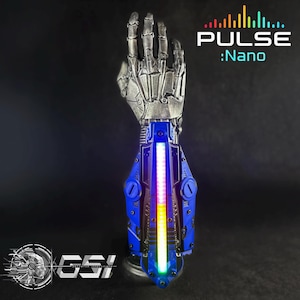 PULSE//V3:NANO Sound Reactive LED Cyberpunk Gauntlets (Bracer Variant) - Blue