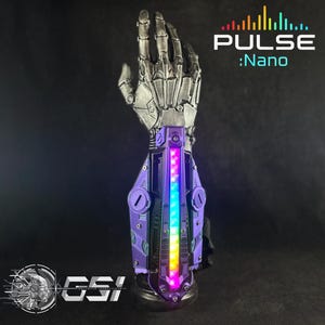 PULSE//V3:NANO Sound Reactive LED Cyberpunk Gauntlets (Bracer Variant) - Purple