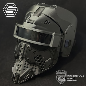 ANTIHERO // V4 : Type - C Standard Edition &quot;Black on Black&quot; 3d Printed Cyber Armor Mask