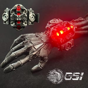 AUGMENT // V2 サイバーパンク LED リストカフ - ブラック＆グレー（赤色照明）