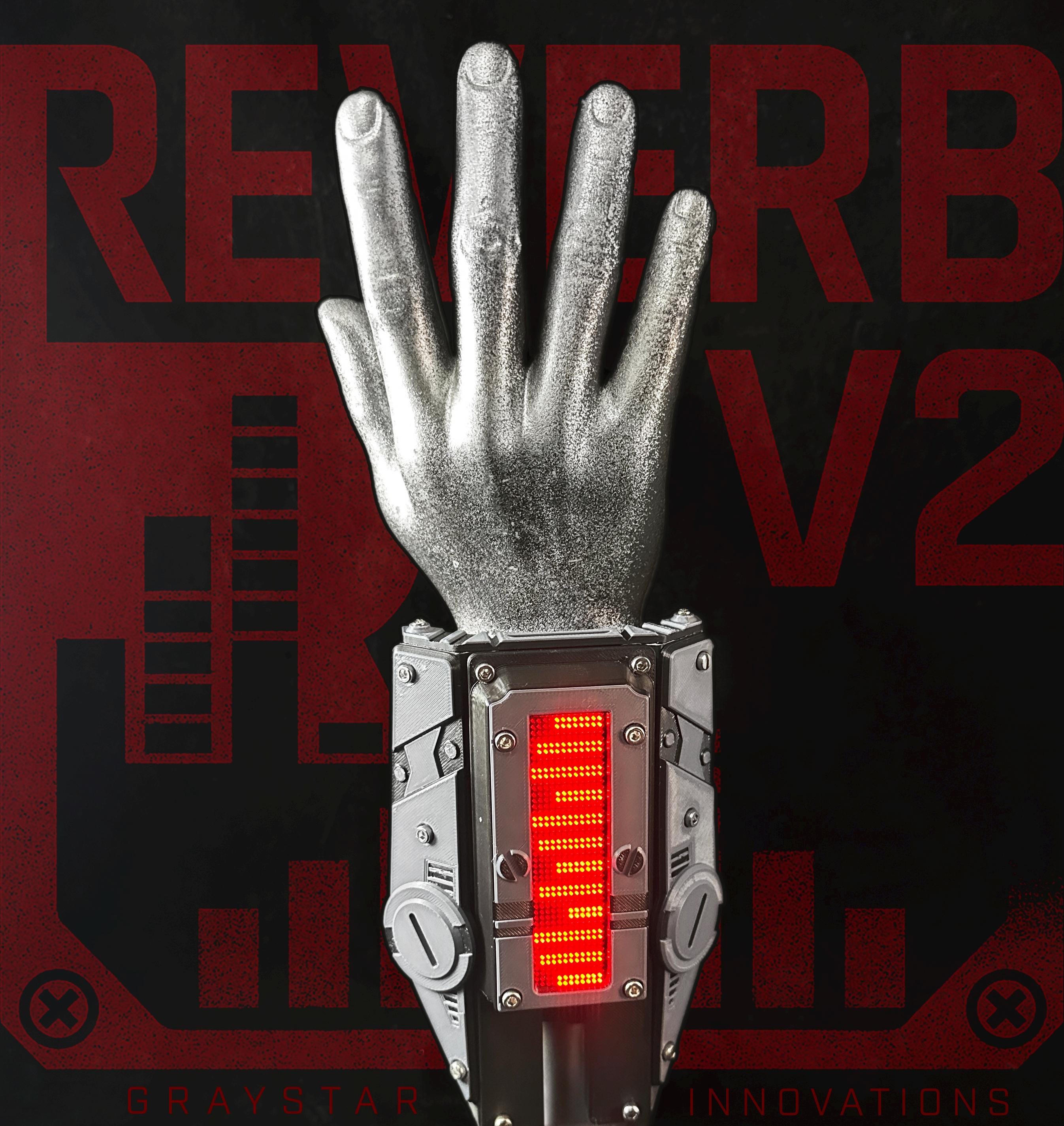 REVERB // V1 App Controlled - Sound Reactive LED Cyberpunk Gauntlets (Bracer Variant) - RED led matrix