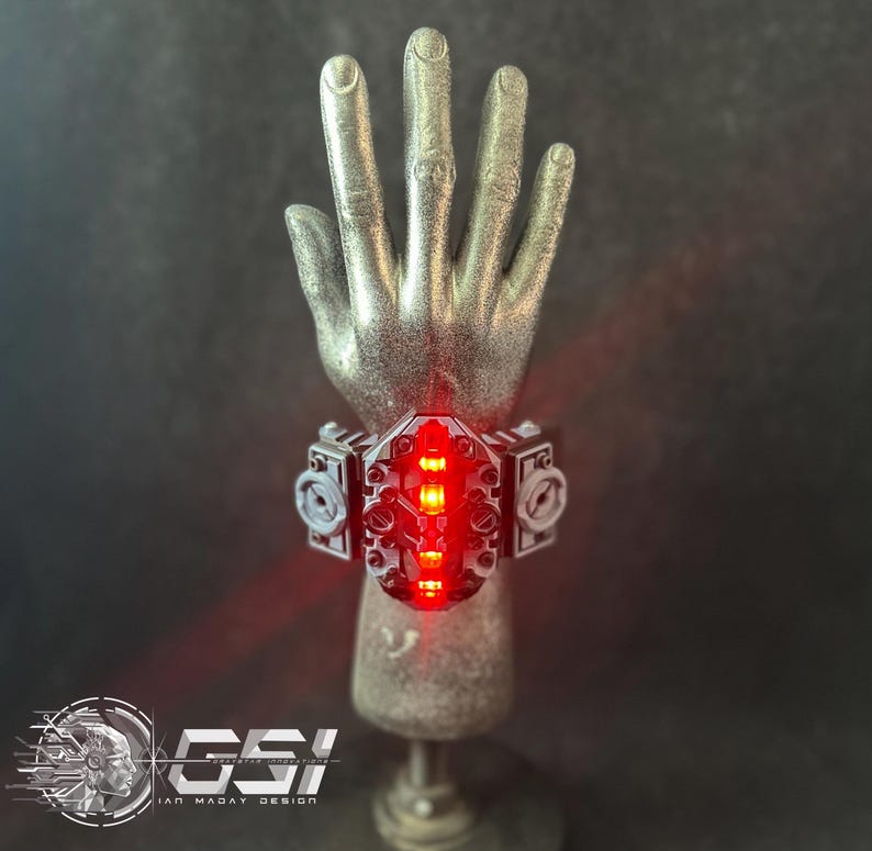 AUGMENT // V2 Cyberpunk LED Wrist Cuff - Black and Grey (RED Lighting ...