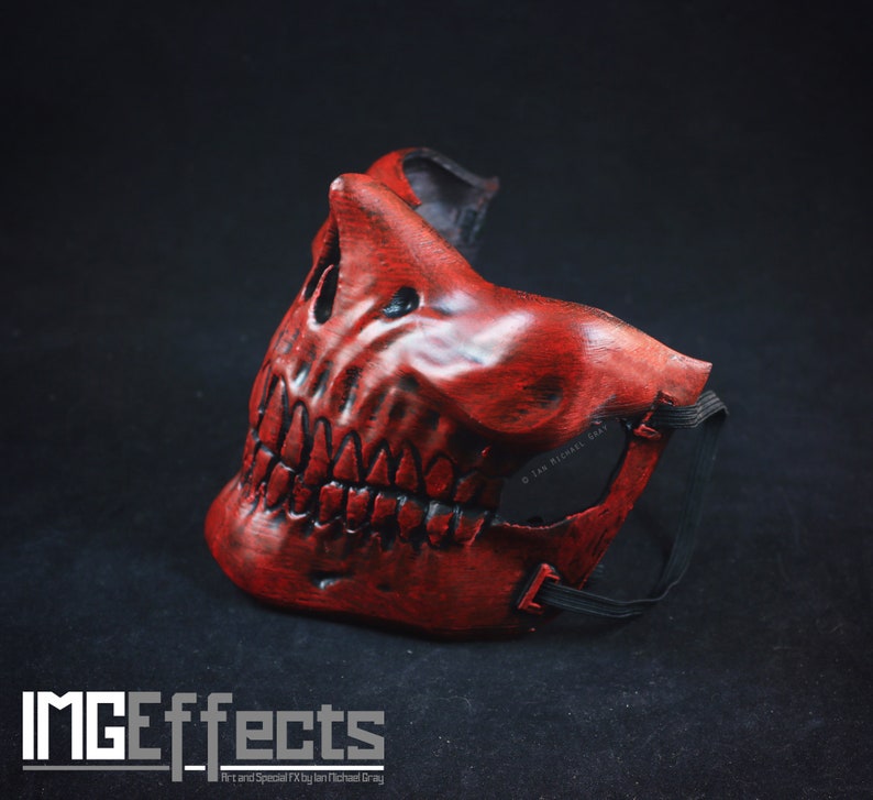 Reaper Skull Half Mask Face Covering Crimson Red