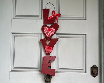 Handmade Hanging Wooden Love Sign / Hanging Door Sign / Love Door Sign / Valentine’s Day Door Sign / Valentine’s Day Decor / Hanging Sign