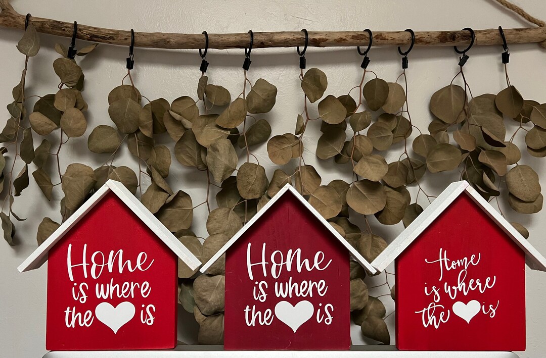 Handmade Wooden House Shaped Shelf Decor home is Where the Heart Is