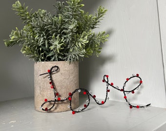 Handmade Wire Wrapped Love Sign / Shelf Decor / Valentine’s Day Decor / Love Decor / Love Sign / Wire Wrapped Art