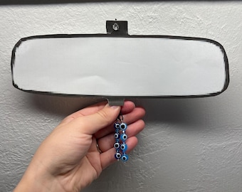 Rear View Mirror Decor with Mix n Match Deep Blue and Electric Blue Evil Eye Beads and Crystal Beads / Car Charm / Car Decor