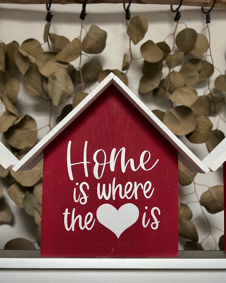 Handmade Wooden House Shaped Shelf Decor home is Where the Heart Is