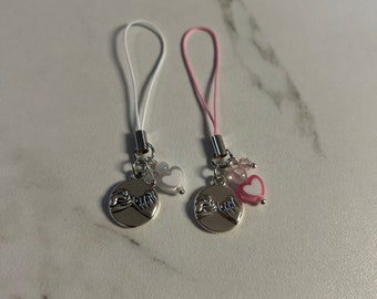 Pinky Promise Phone Charm with Heart Beads / Phone Decor / Phone Accessories