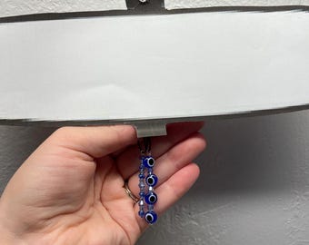 BUNDLE PACK OF 2 Rear View Mirror Decor with Deep Blue Evil Eye Beads / Protection Charms / Car Charm / Car Decor / Car Accessories