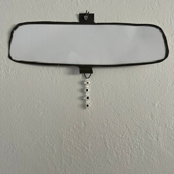 Rear View Mirror Decor with Crystal Clear Evil Eye Beads / Car Charm / Car Decor / Car Accessories / Car Mirror Hanging Accessories