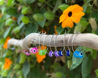 Dangling Hoop Earrings with Evil Eye Bead / Evil Eye Jewelry / Evil Eye Hoop Earrings / Evil Eye Earrings / Handmade Earrings / Evil Eye