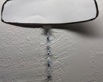 Rear View Mirror Decor with Evil Eye Charm / Car Charm / Car Decor / Car Accessories / Evil Eye Car Charm / Dangling Car Charm / Handmade