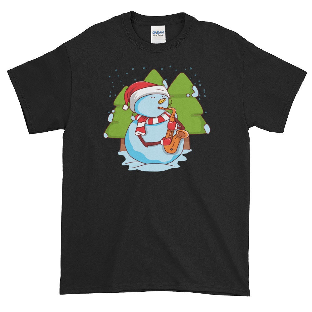 Saxophone Playing Snowman Shirt