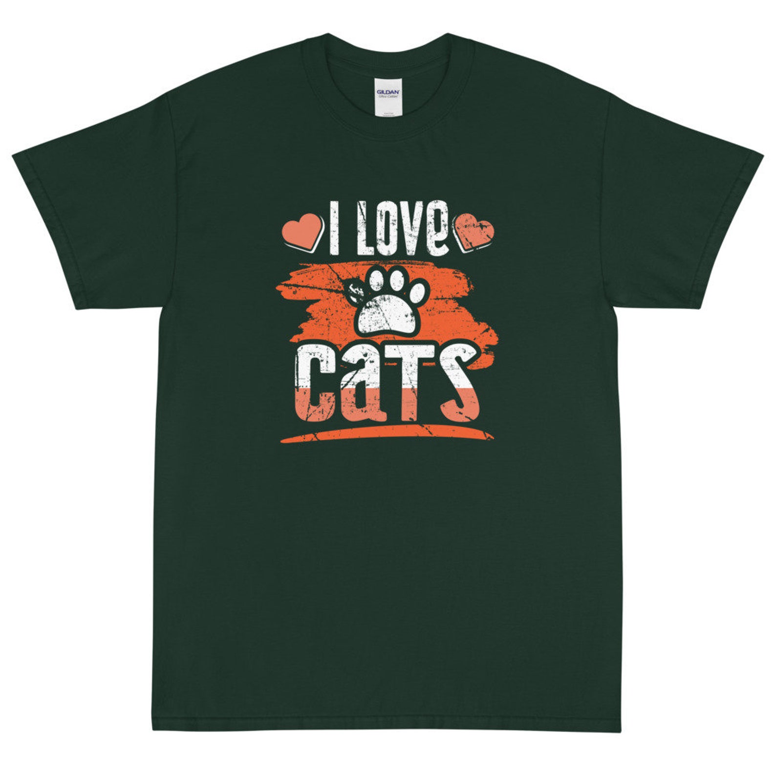 I Love Cats Short Sleeve Tshirt Etsy