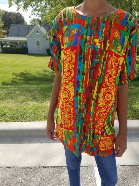 Vintage Women's Jazzy Red Yellow Eccentric Psyched