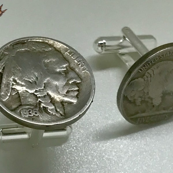 Native American Cuff Links/Buffalo Nickel/Indian/Unique Coin/Father’s Day Gifts under 30/Vintage/Coins/Men’s Accessories/Antique