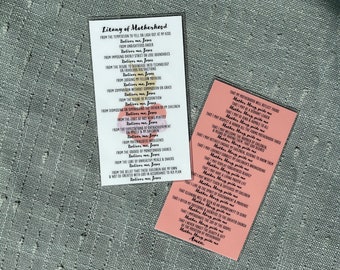 Litany of Motherhood - wallet size prayer card