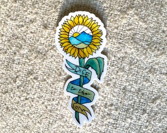 Rise to the Son - Vinyl Sticker - sunflower mountains