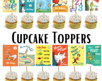Classic Dr. Seuss Storybook Cupcake Toppers | Famous Children's books Birthday Cake Toppers | Baby Shower