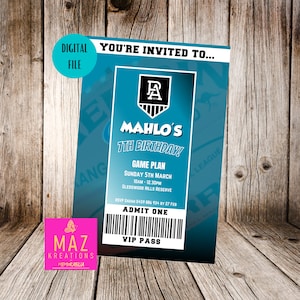 Port Adelaide Power - AFL themed Birthday Invitation - DIGITAL PRINT