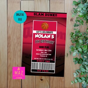 Chicago Bulls - Basketball NBA themed Birthday Invitations - DIGITAL PRINT