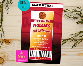 Editable Basketball Birthday Invitation | Atlanta Hawks Inspired Birthday Invite | NBA Party Invitation | Editable Canva Template