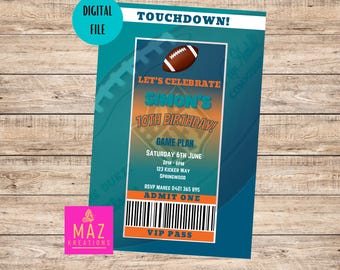 Editable Miami Dolphins Themed Football Birthday Invitation | Editable NFL Invite (Digital Download)