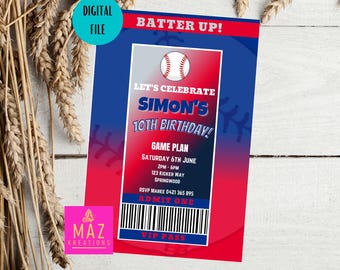 Editable Baseball Birthday Invitation | Yankees Inspired Party Invite (Digital Download)