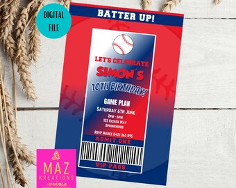 Phillies - Baseball themed Birthday Invitations - DIGITAL PRINT