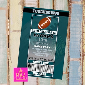 Eagles - Football themed Birthday Invitations - DIGITAL PRINT