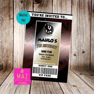 Collingwood Magpies - AFL themed Birthday Invitation - DIGITAL PRINT
