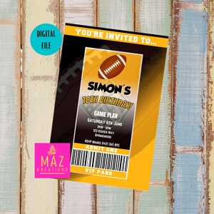 Steelers - Football themed Birthday Invitations - DIGITAL PRINT