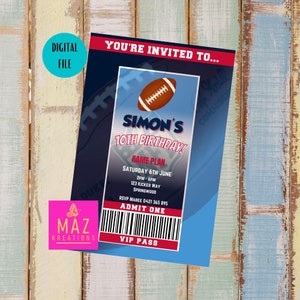 Titans - Football themed Birthday Invitations - DIGITAL PRINT